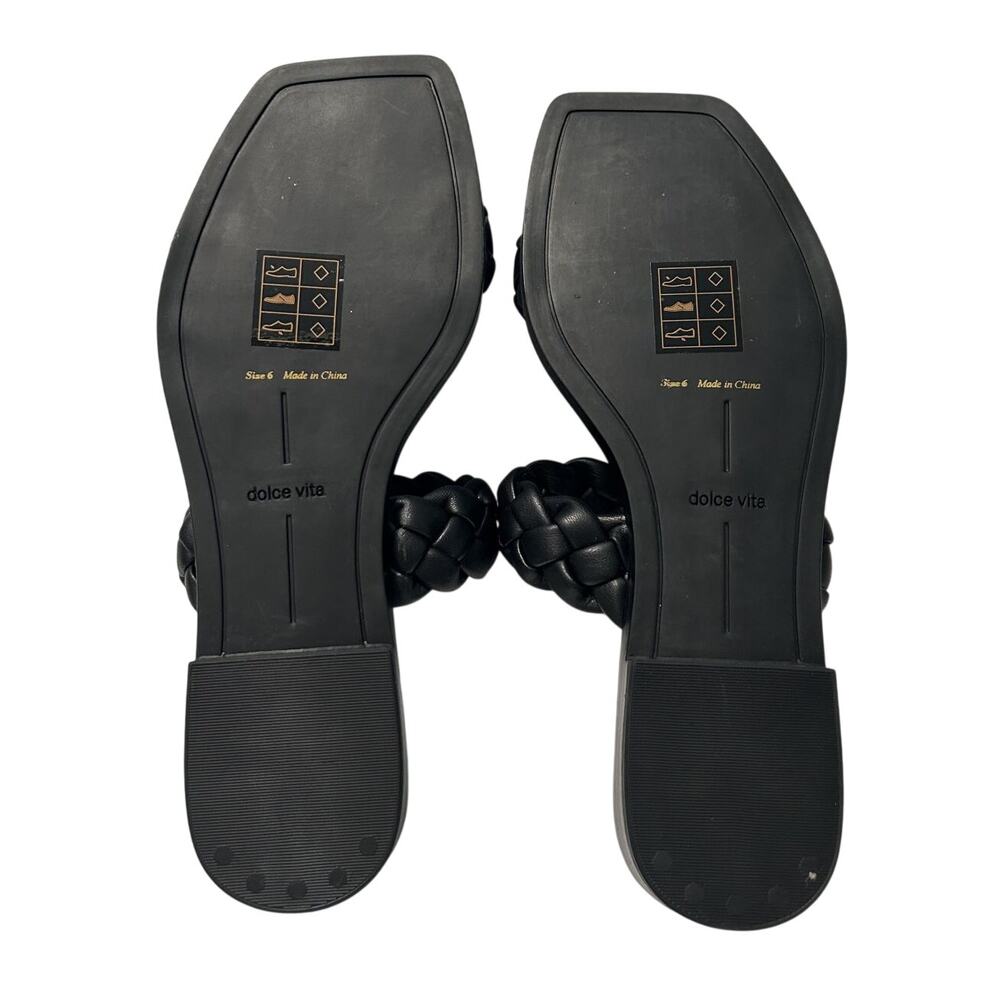 NEW Dolce Vita Indy Braid Straps Square Toe Croc-Embossed Footbed Black Sandal-6 - Picture 7 of 8